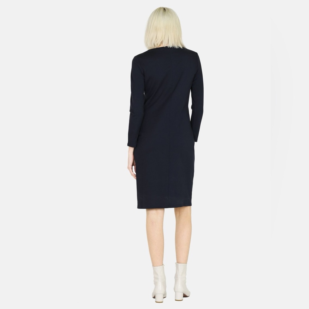 Weekend Max Mara Black Jersey Ruched 7/8 Sleeve Knee Length Sheath Dress EUC M - Picture 4 of 12